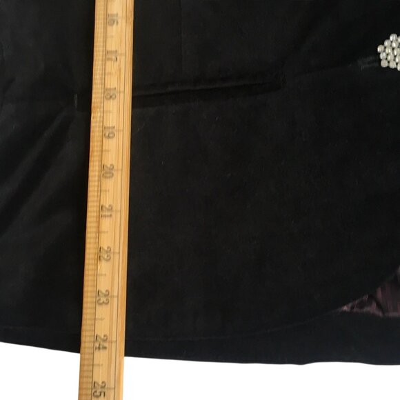 Black Velvet Blazer Rhinestone Buttons Jacket Womens XL - Picture 7 of 16